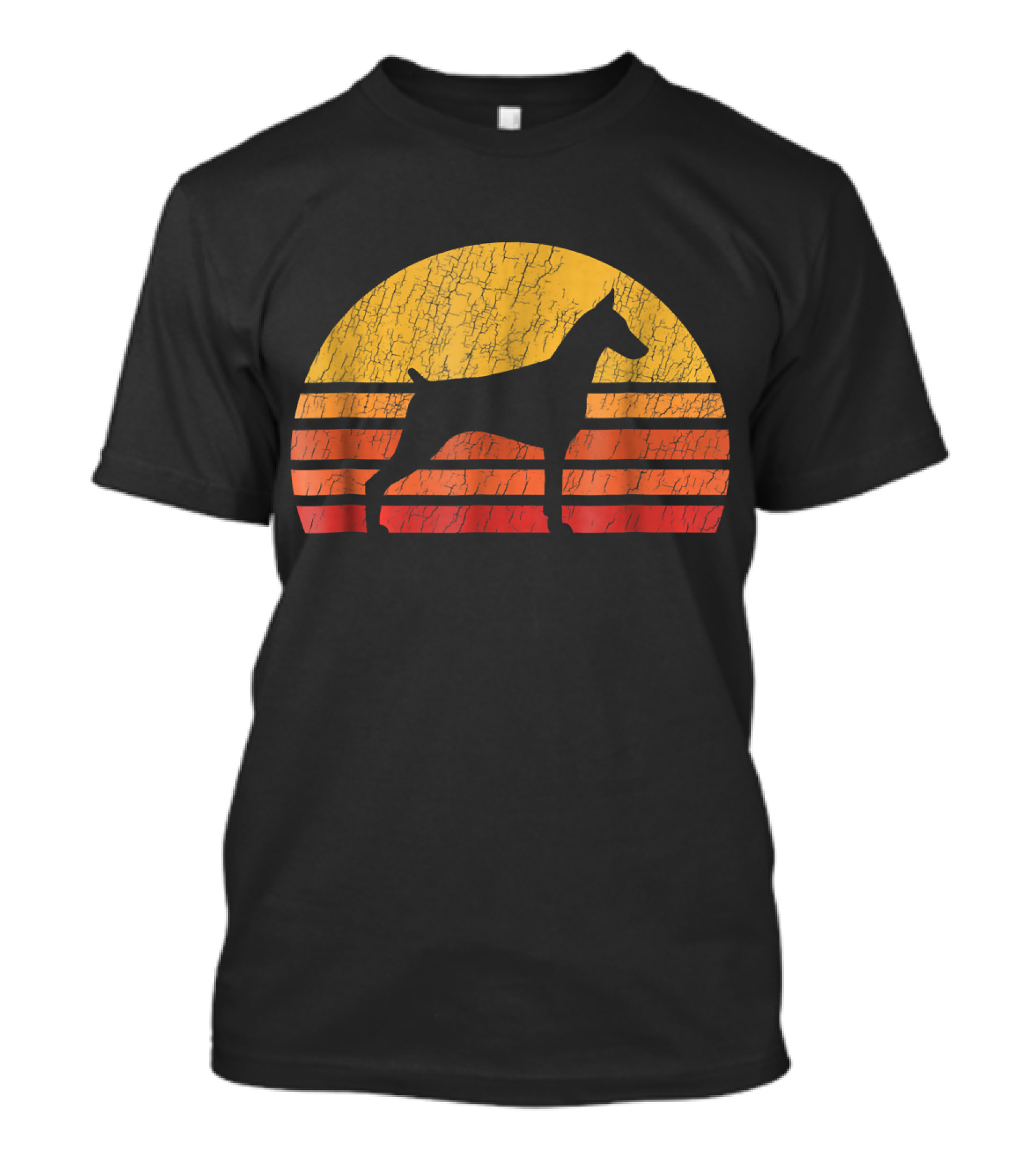 Distressed Vintage Doberman Sunset Print T-Shirt