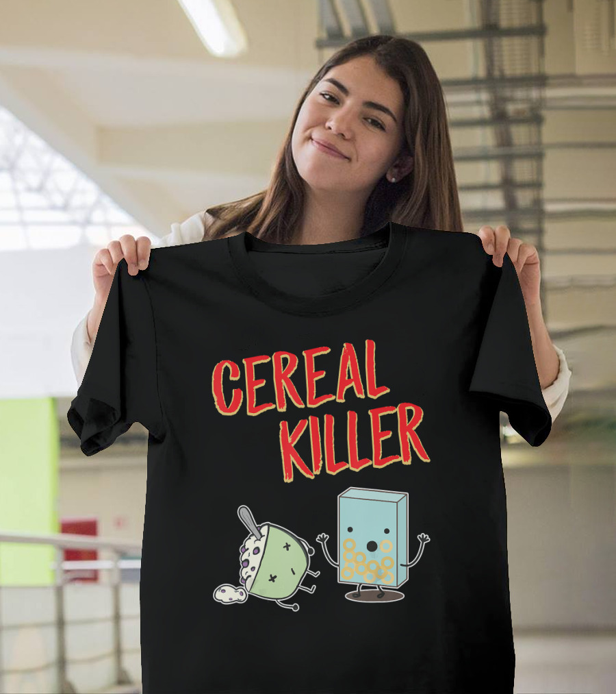 Cereal Killer Funny Food Box and Bowl Cartoon T-Shirt