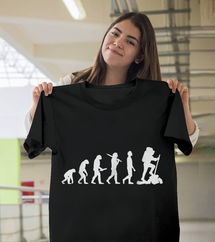 Funny Hiking Evolution Ape to Backpacker Journey T-Shirt
