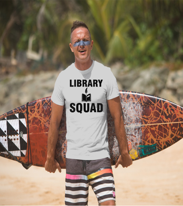 Library Squad Open Book Motif Funny Library Squad For Lib T-Shirt