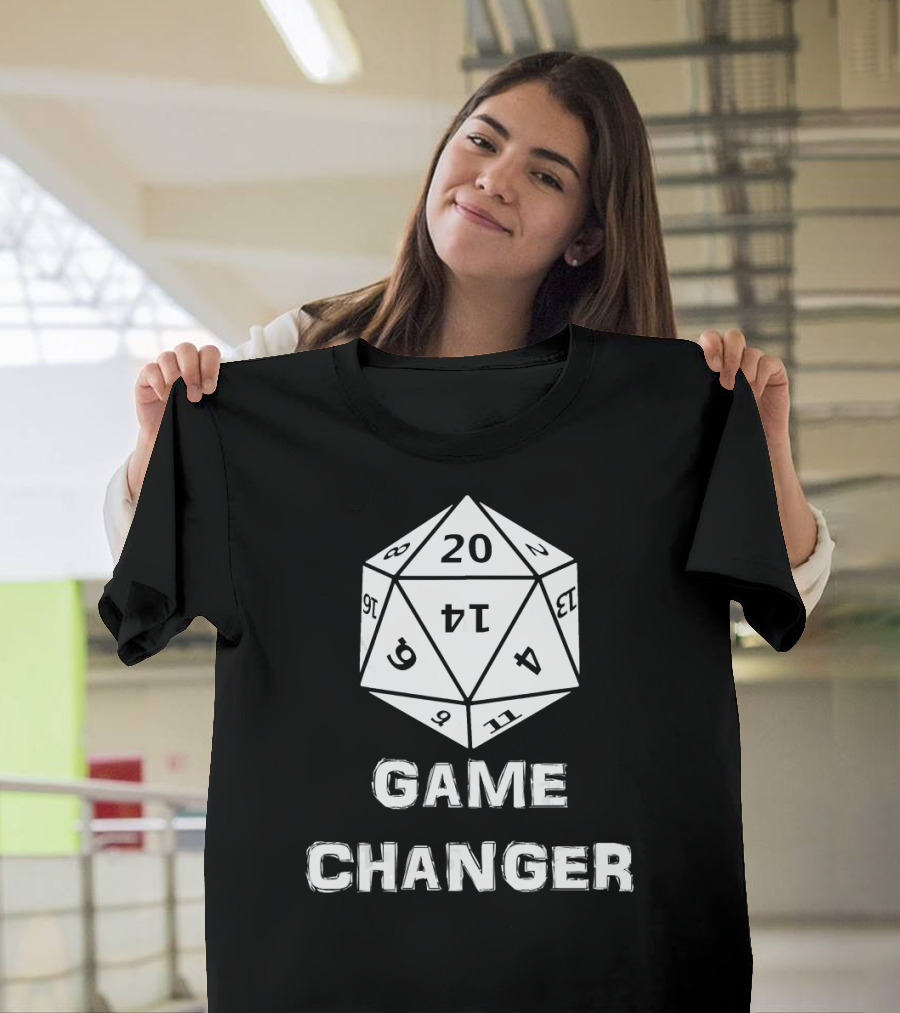 Game Changer 20 Sided Dice RPG Text T-Shirt