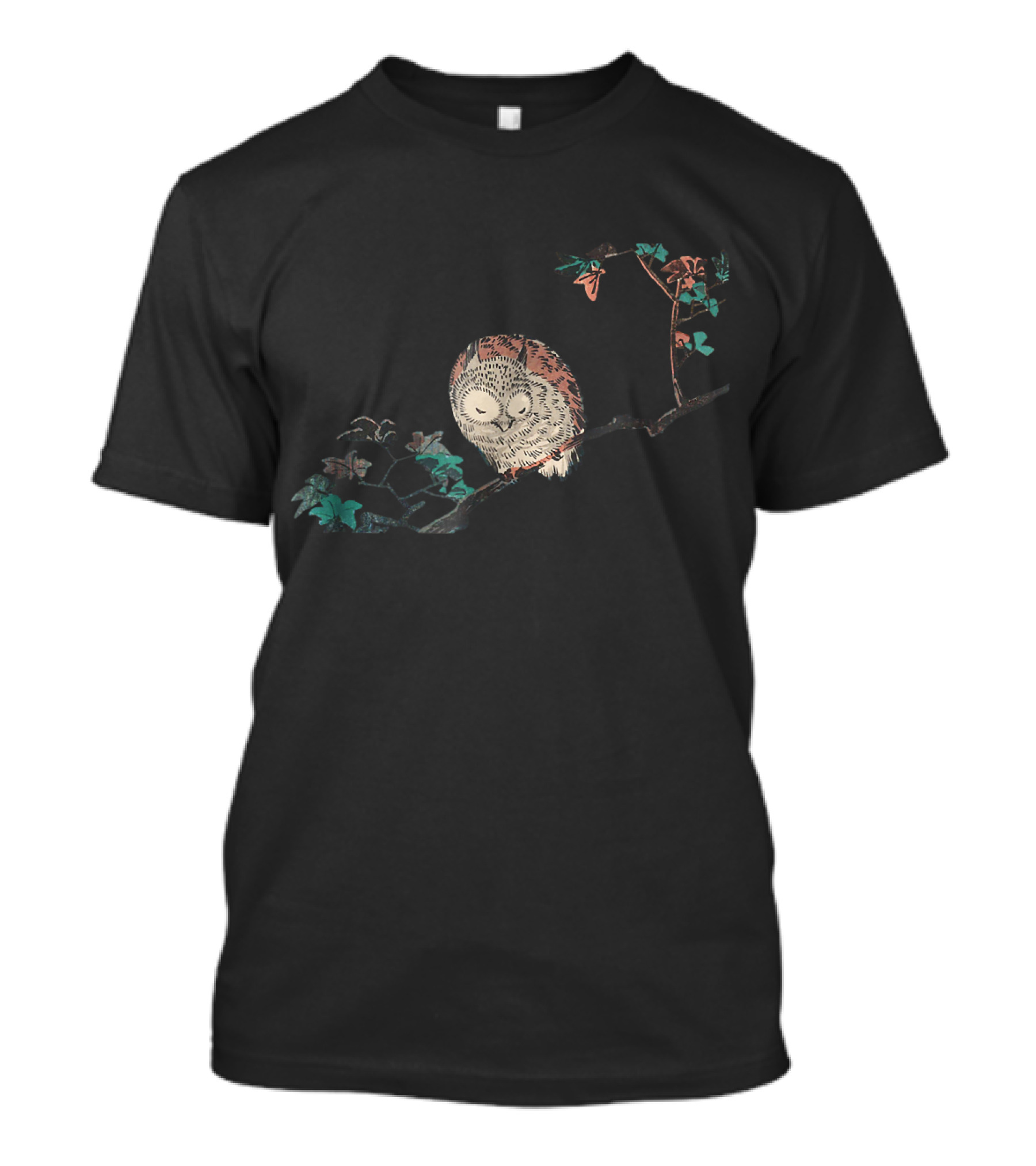 Hokusai Owl Ukiyo-e Art Style On Branch T-Shirt