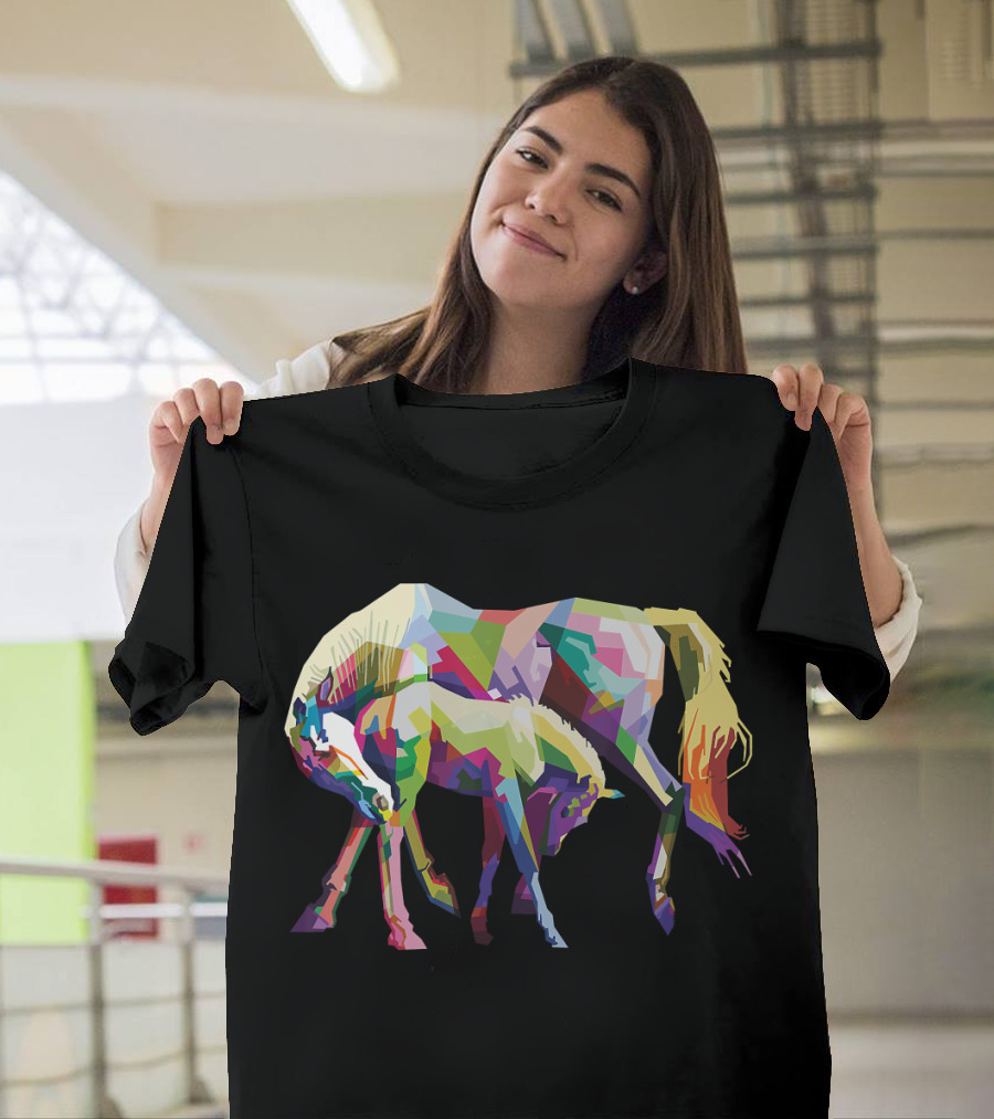 Horses in Love Colorful Horse Pop Art Mother's Affection T-Shirt
