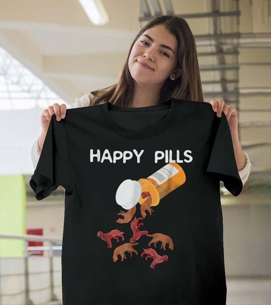 HAPPY PILLS Irish Setter Dogs in Prescription Bottle T-Shirt
