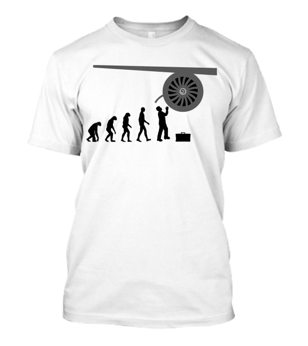 Evolution Of Man To Jet Engine Mechanic Mecha T-Shirt