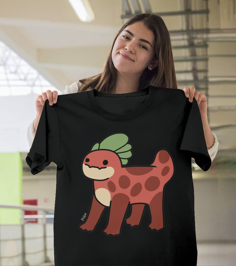 Ruben Dino Creature with Green Spiky Crest and Red Polka Dots T-Shirt