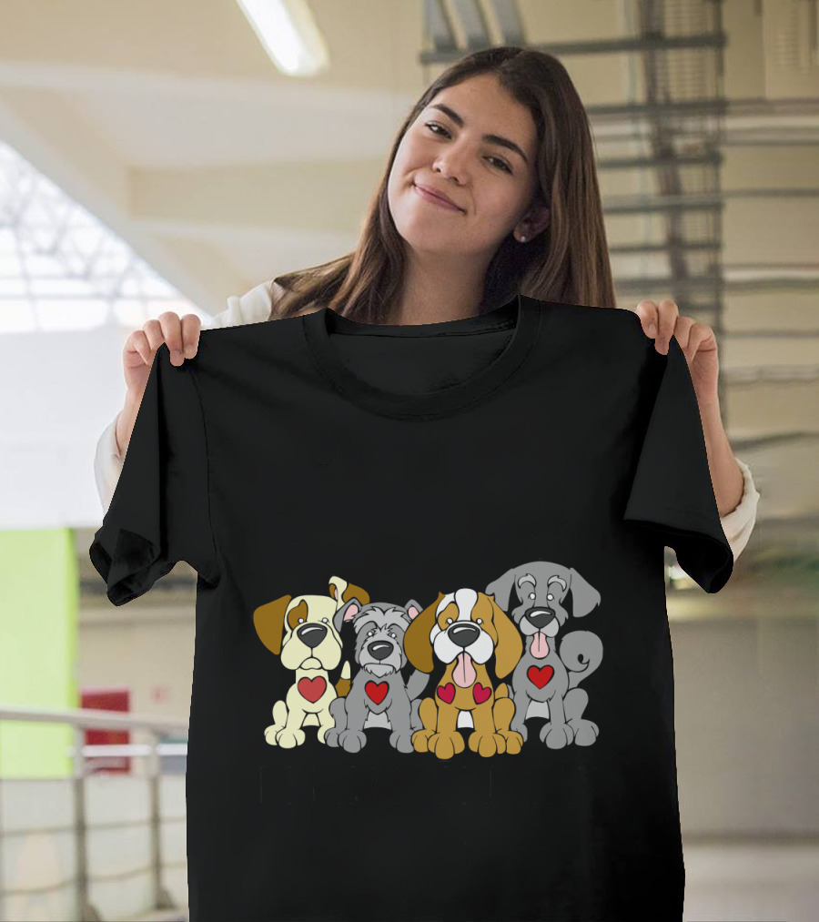 Dog Is My Soulmutt Cute Cartoon Pups with Heart Graphics T-Shirt