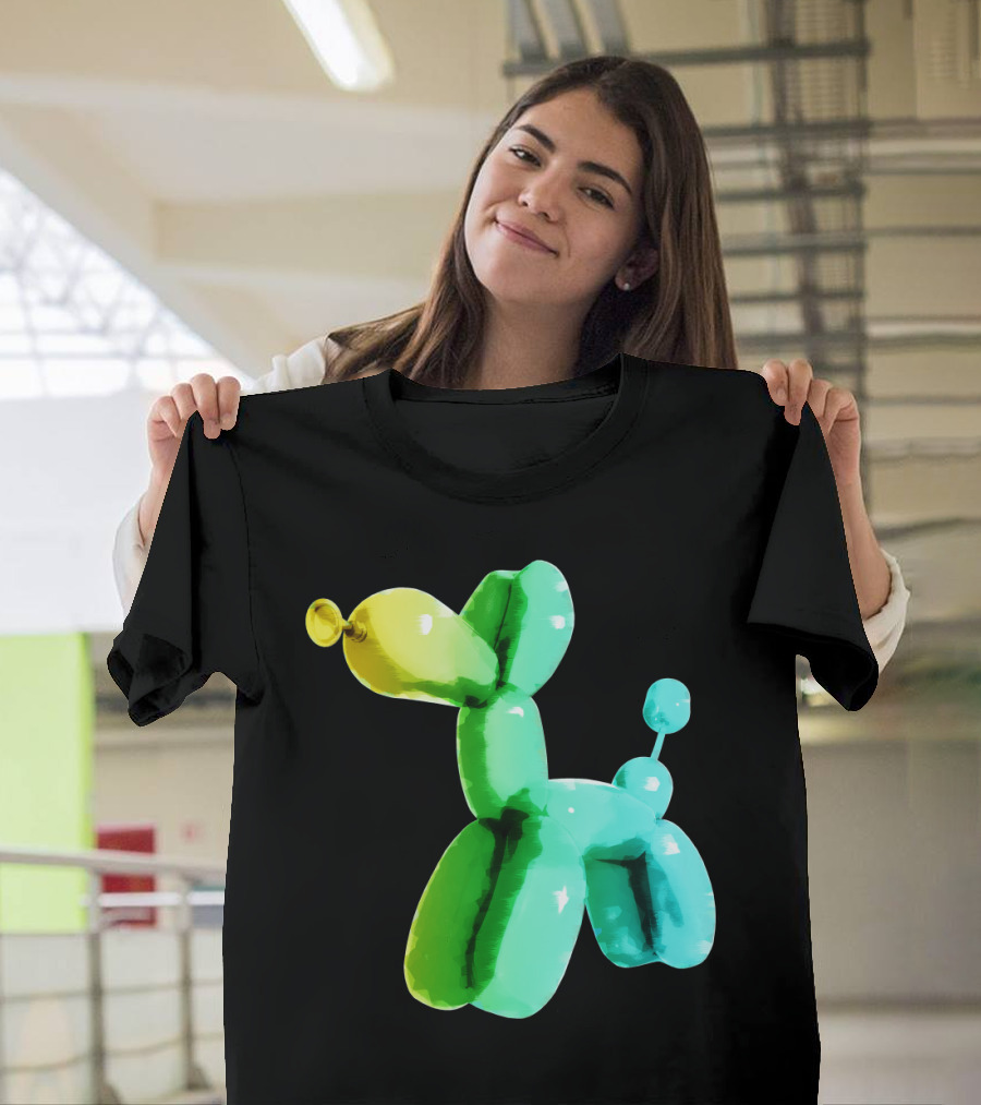 Balloon Dog Puppy in Gradient Green to Yellow Shades T-Shirt