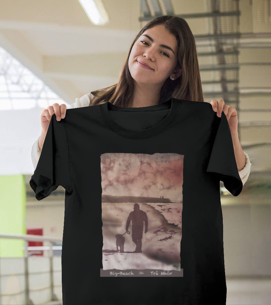 Big-Beach Trá Mhór Walking Dog on Beach at Sunset T-Shirt