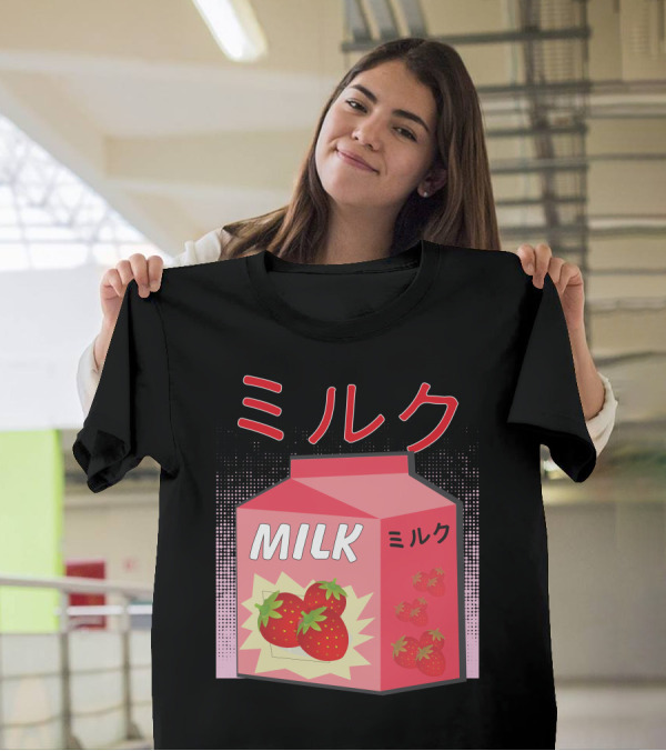Japanese Otaku Anime Milk Strawberry Milkshake T-Shirt