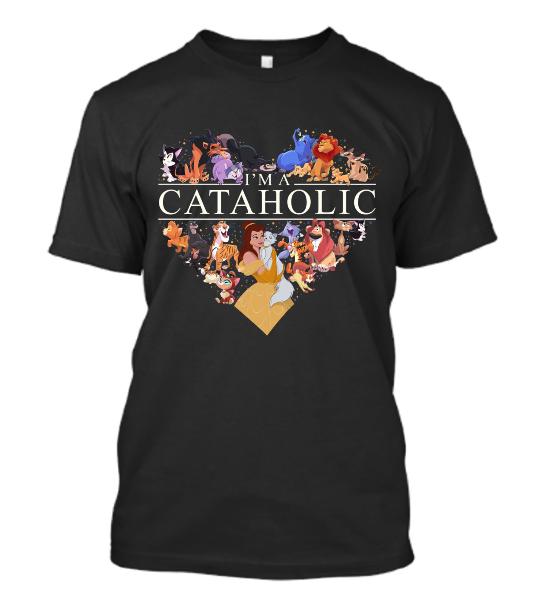 I'm A Cataholic With Heartful Disney Cats T-Shirt