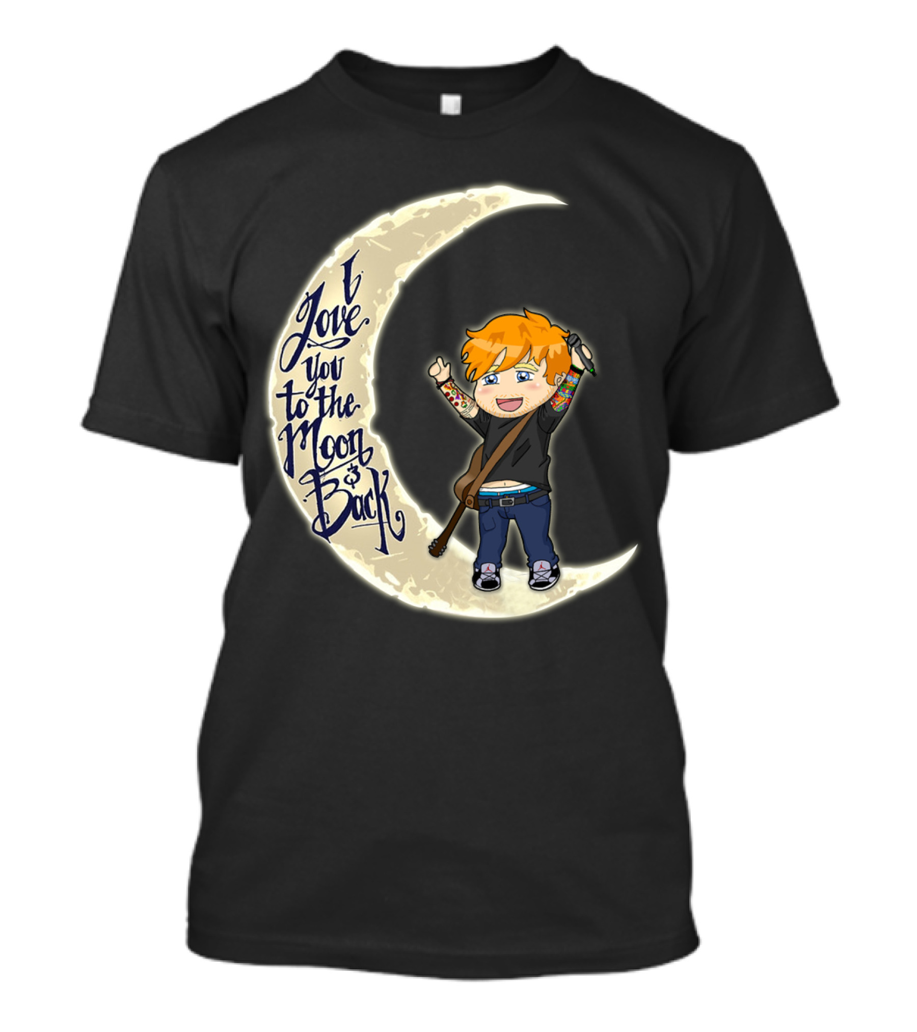 I Love You To The Moon And Back - Cartoon Guitar Character T-Shirt