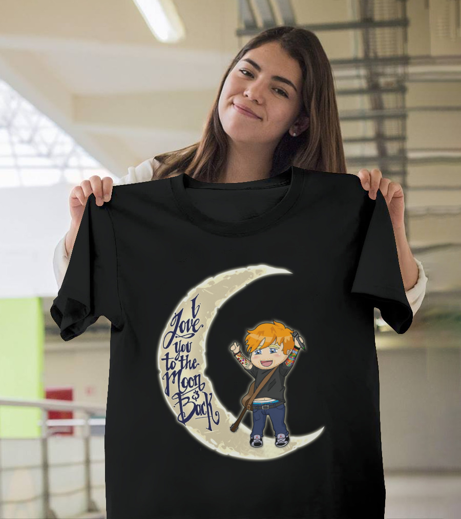 I Love You to the Moon and Back - Cartoon Guitar Character T-Shirt