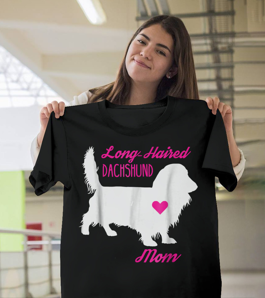 Long Haired Dachshund Mom Heart Mother's Day Wien T-Shirt
