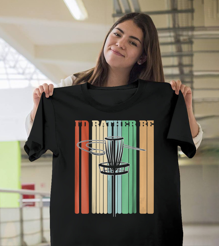 I'd Rather Be Vintage Retro Disc Golf Stripes T-Shirt