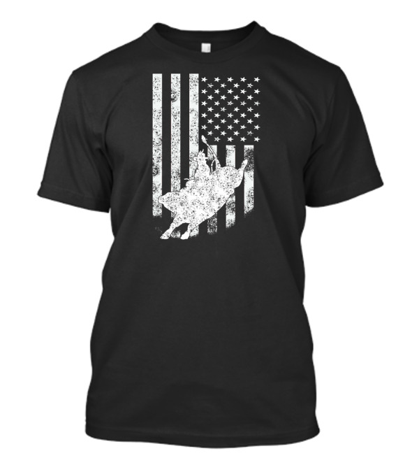 Cowboy Riding Bull American Flag Patriotic T-Shirt