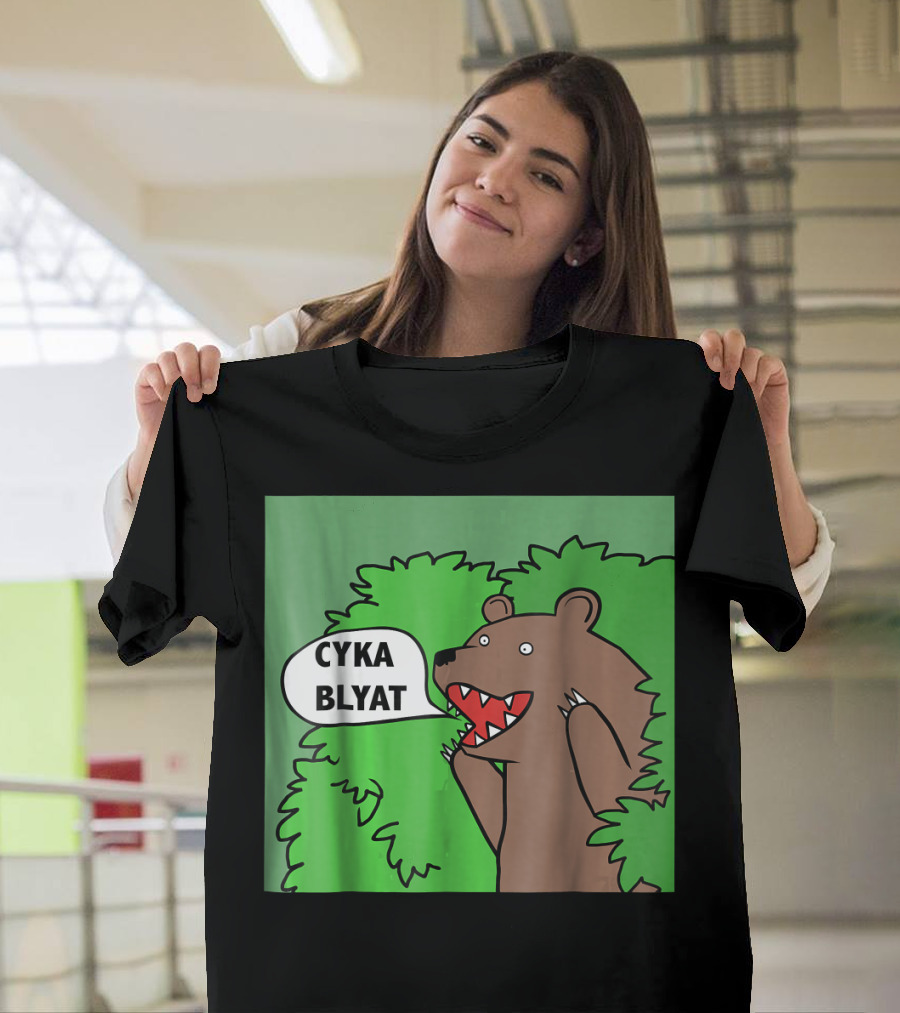 Cyka Blyat Russian Style Gamers Bear in Forest T-Shirt