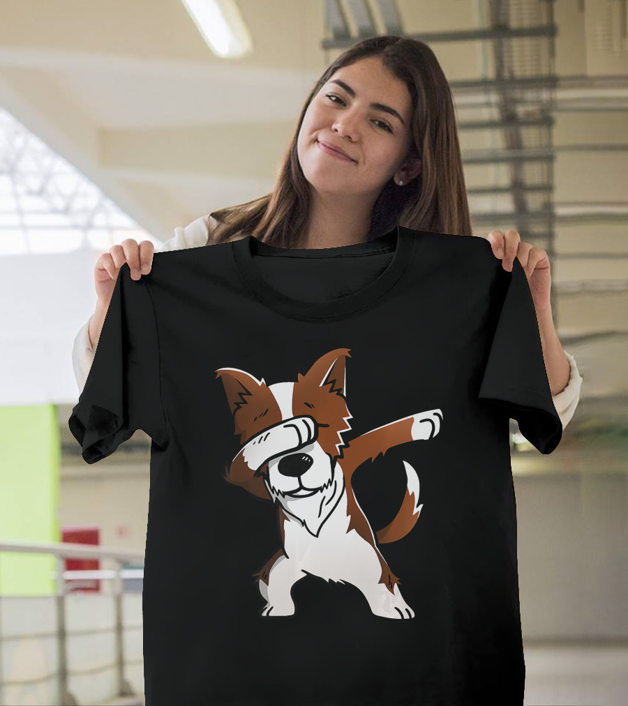 Dabbing Red Border Collie Dab Dance Canine Move T-Shirt