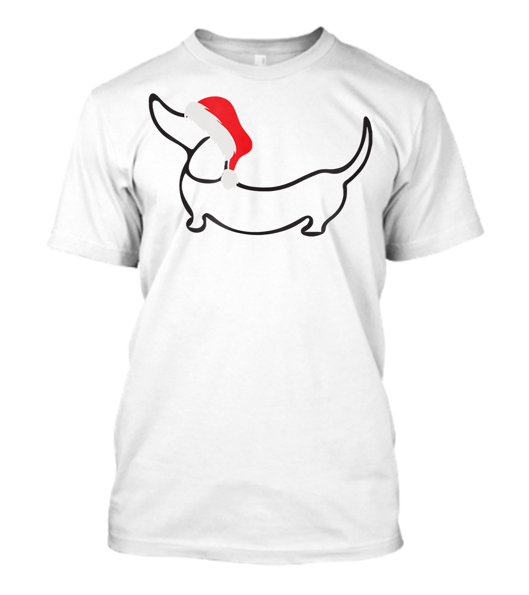 Dachshund Silhouette With Festive Santa Hat T-Shirt