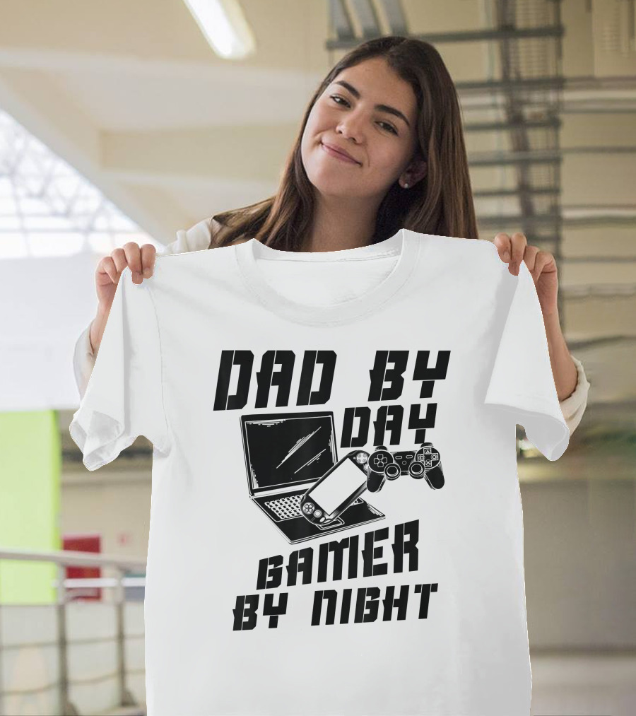 Dad By Day Gamer By Night Laptop Console T-Shirt