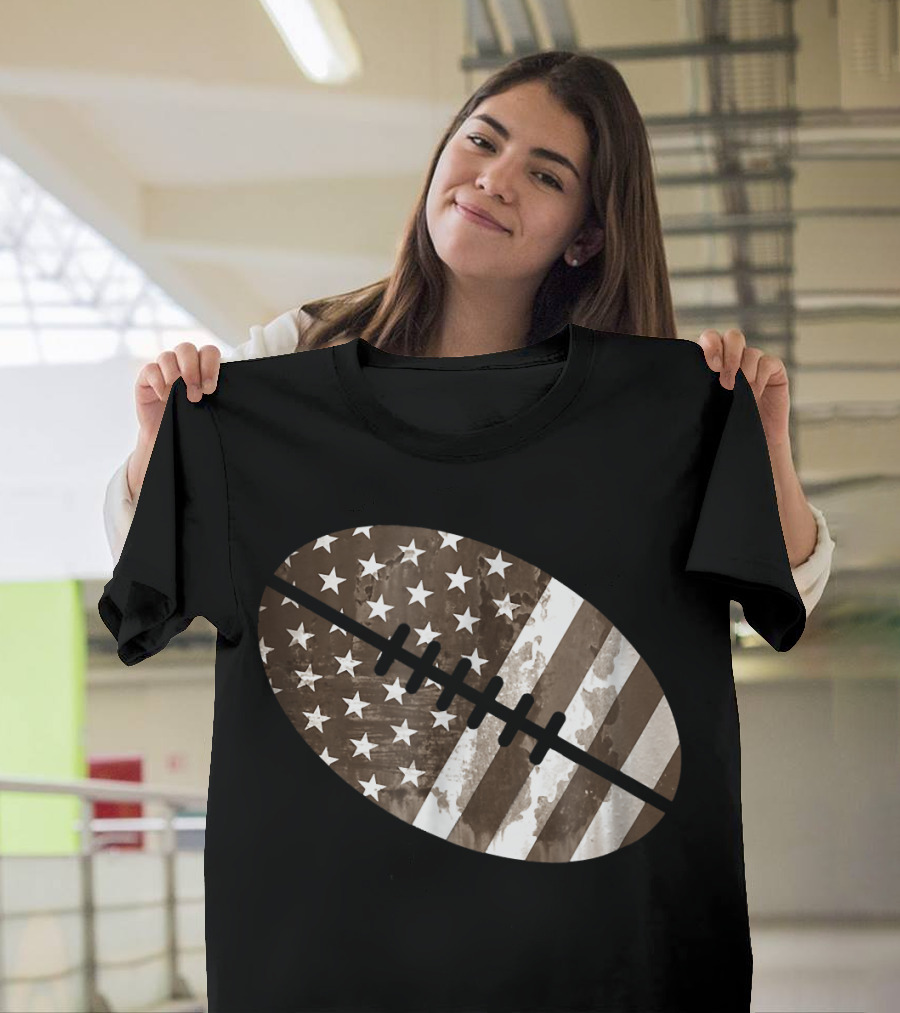 American Flag Stars and Stripes Vintage Football T-Shirt