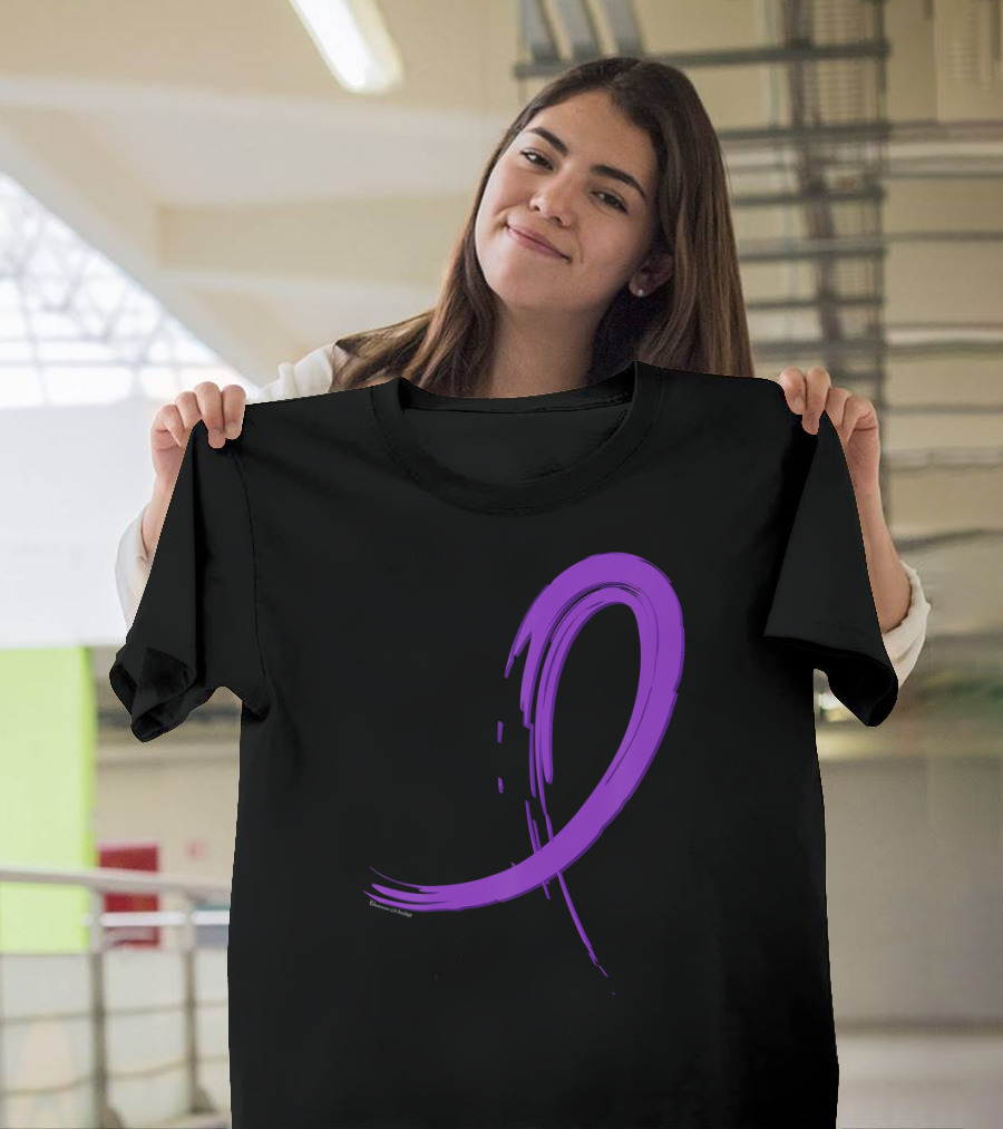 Chiari Malformation Purple Ribbon Brushstroke T-Shirt