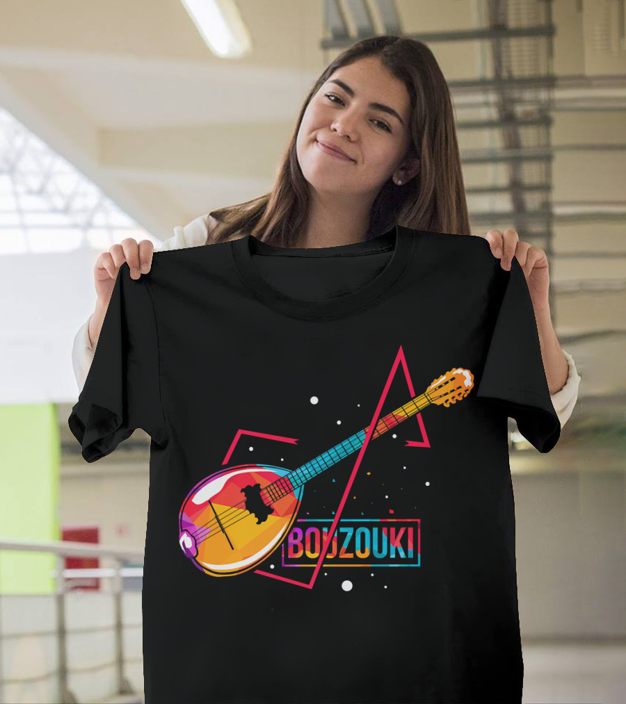 Colorful Bouzouki Greek Irish Guitar Instrument T-Shirt