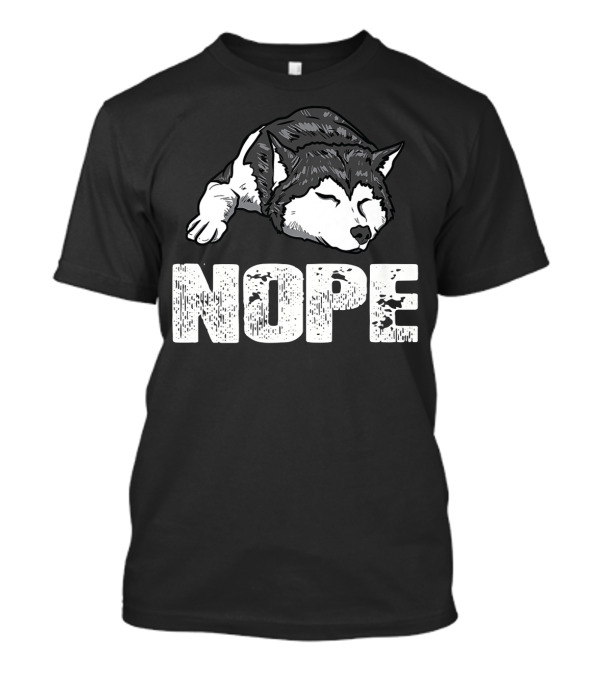 Distressed Nope Sleeping Siberian Husky Graphic For Dog Lovers T-Shirt
