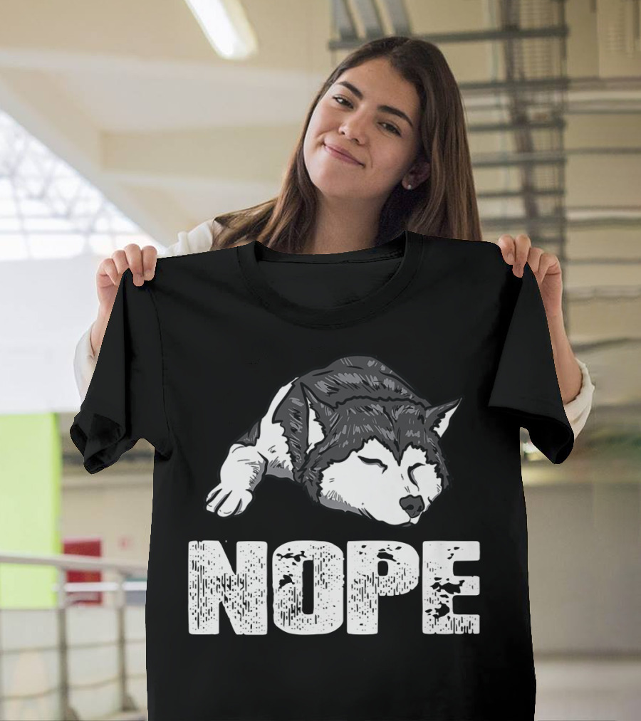 Distressed Nope Sleeping Siberian Husky Graphic for Dog Lovers T-Shirt