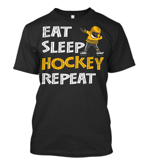 Eat Sleep Hockey Repeat Dabbing Player In Yellow Jersey T-Shirt