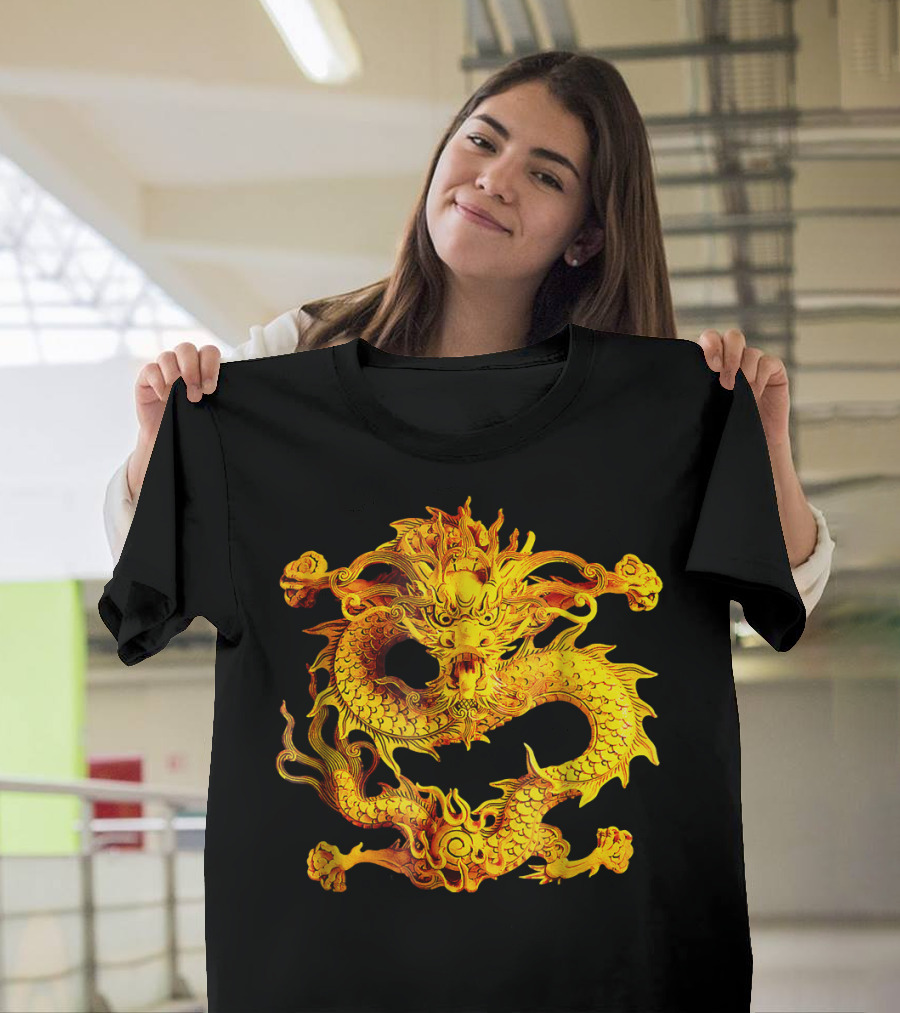Fearless Golden Chinese Dragon T-Shirt