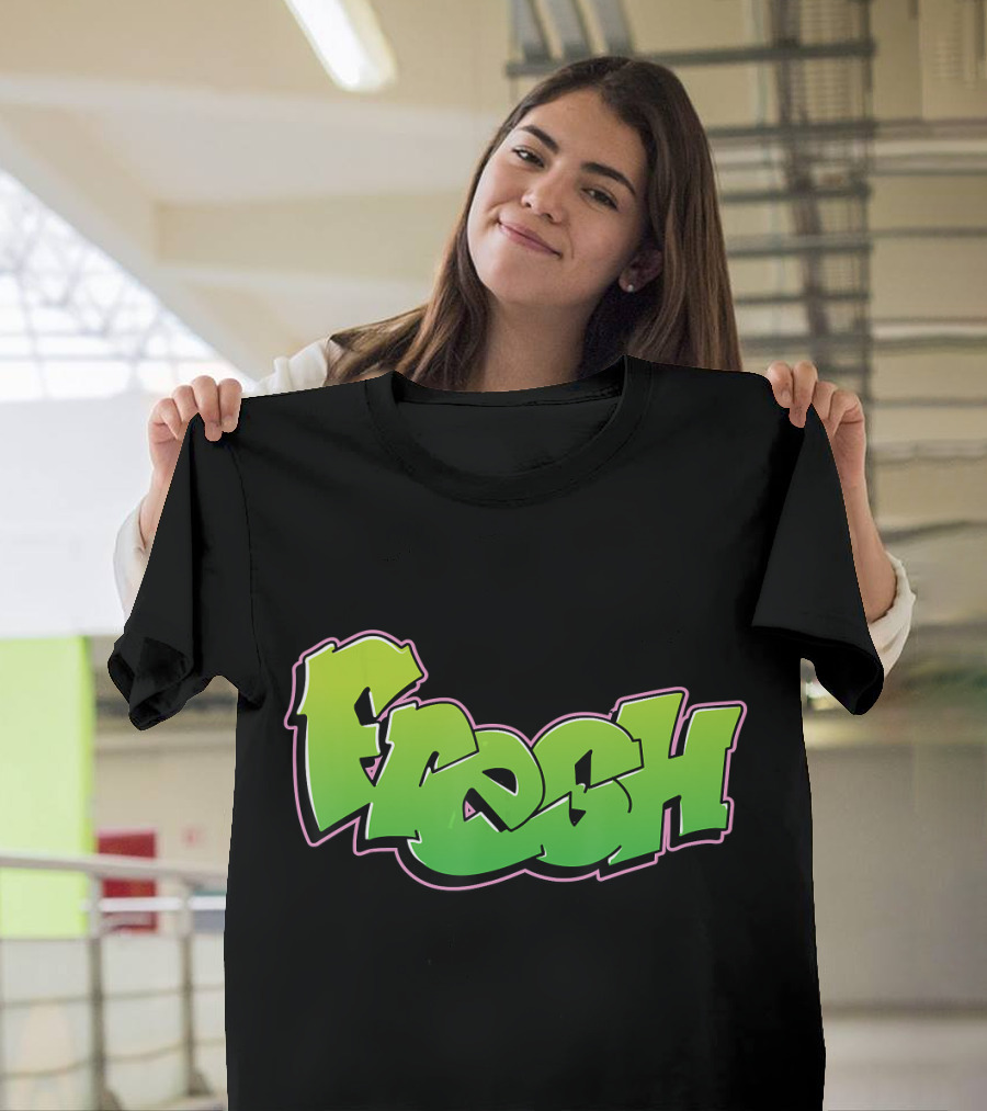Fresh Graffiti Style Green Pink Outline T-Shirt