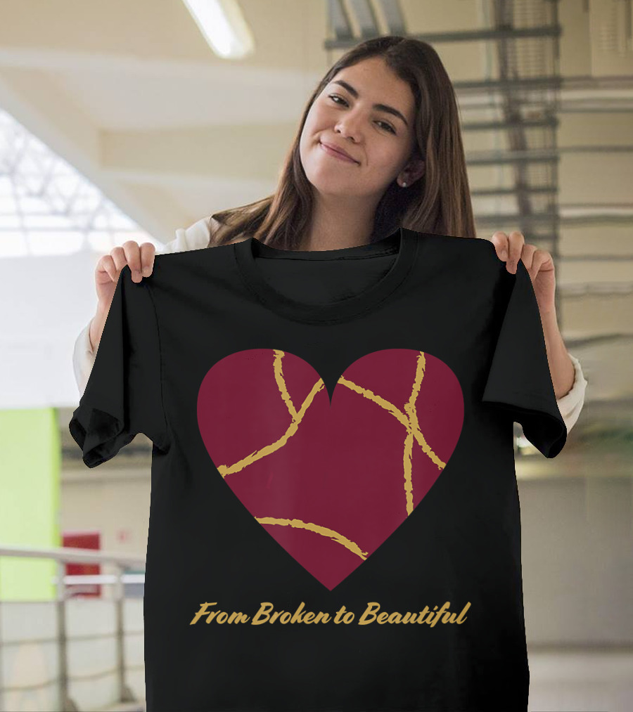 From Broken to Beautiful Kintsugi Heart T-Shirt