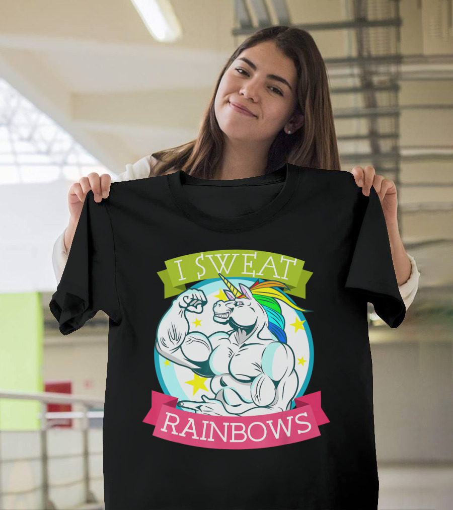 I Sweat Rainbows Funny Brony Fitness Unicorn Rainbow Gym T-Shirt