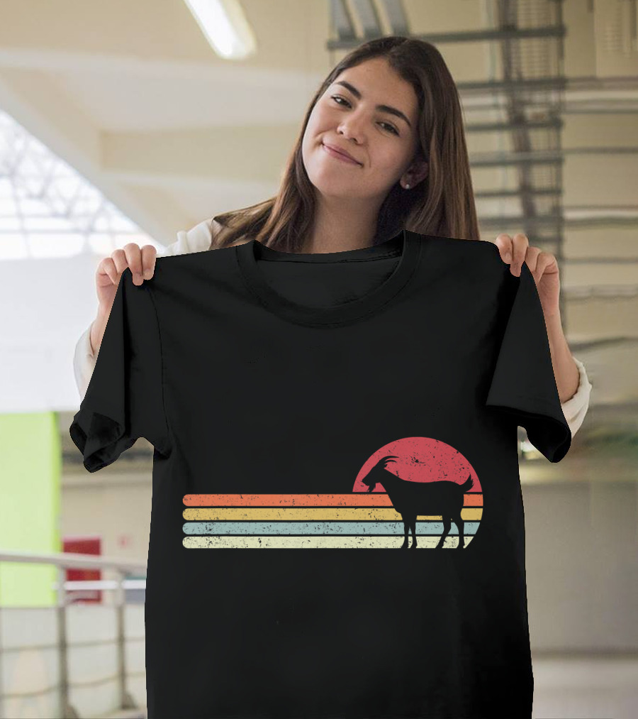 Goat Retro Style Sunset Stripes T-Shirt