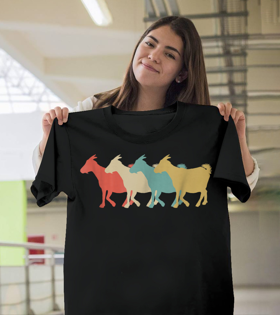 Goat Vintage Whisperer Retro Colorful Quartet T-Shirt