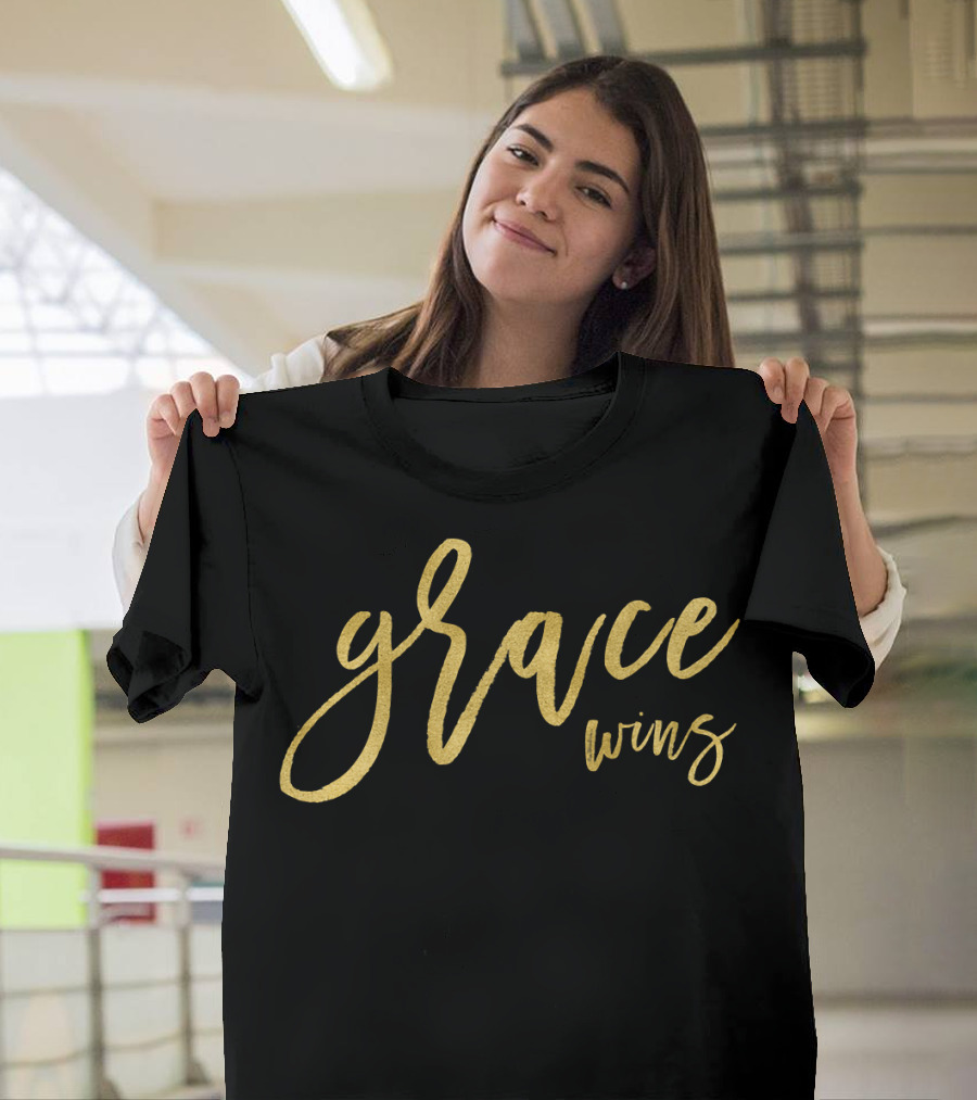 Grace Wins Christian Faith Bold Lettering T-Shirt
