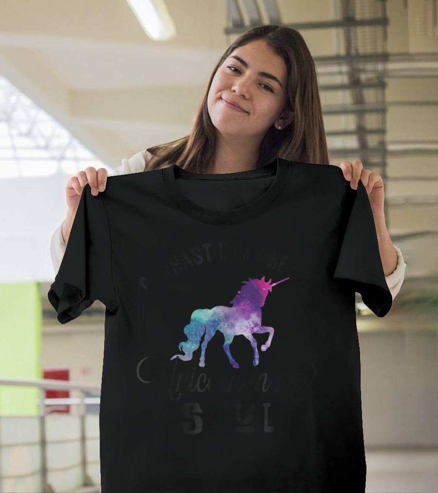 Gymnast In My Heart Unicorn In My Soul Galaxy Unicorn Image T-Shirt
