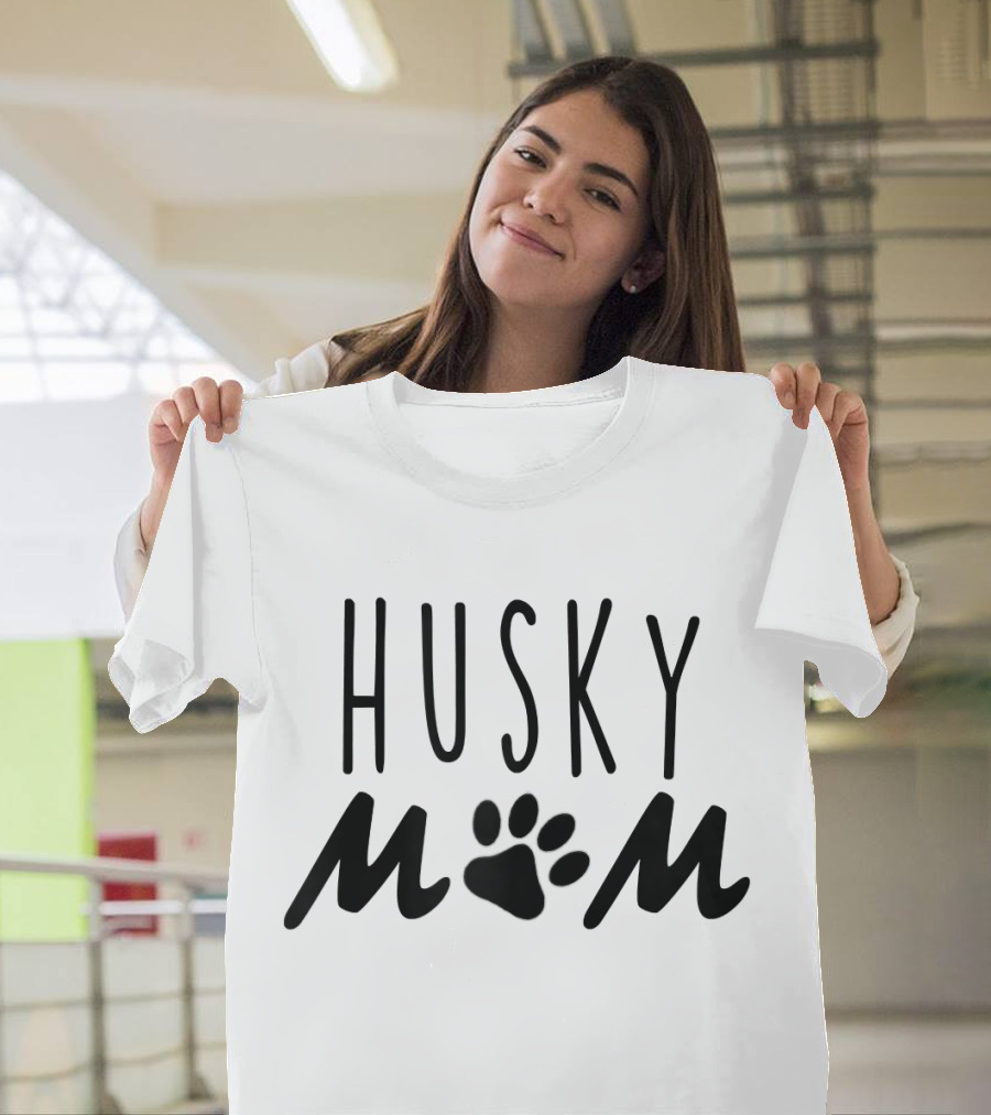 Husky Mom Paw Print Puppy Dog Mama Fur T-Shirt