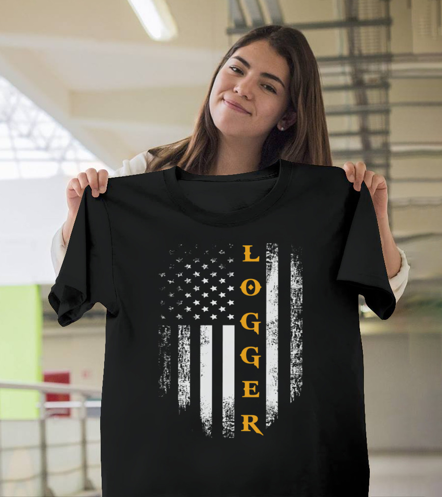 Vintage American USA Flag Logger T-Shirt