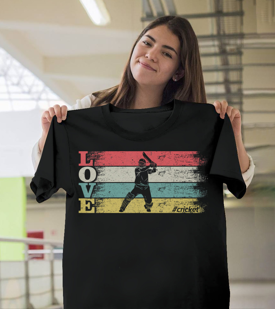 Vintage Retro Love Cricket #Cricket Sport T-Shirt