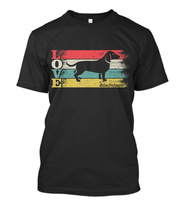 Vintage Retro Love Dachshund Stripe Hashtag Dachshund T-Shirt