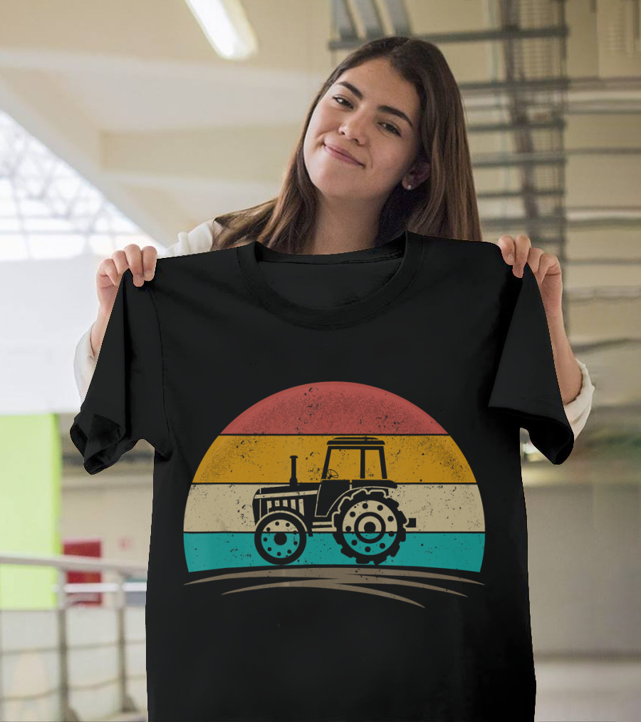 Vintage Tractor Ranch Retro 70s Sunset T-Shirt