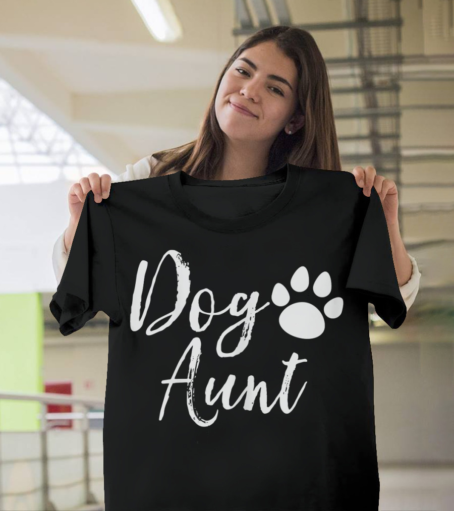 Dog Aunt Paw Print Funny Auntie T-Shirt