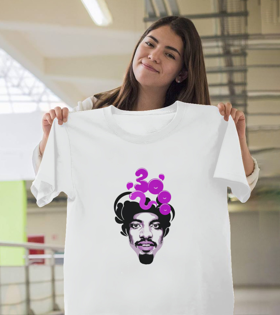 Andre 3000 Face Graphic With Purple Bubble Numbers T-Shirt