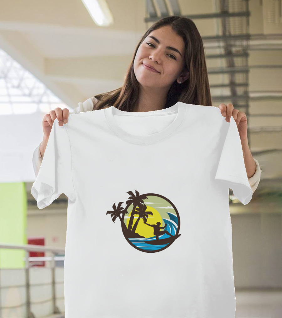 Surfing Sport Tropical Sunset Wave Palms Rider T-Shirt