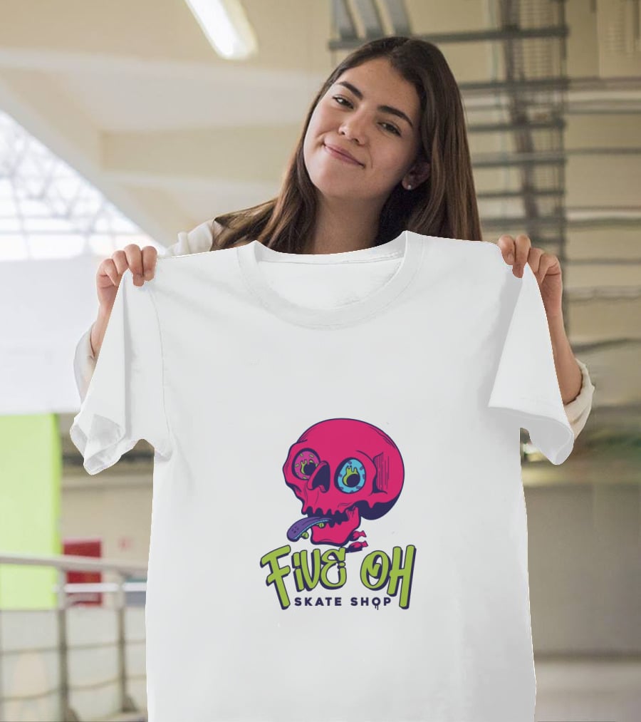 Five Oh Skate Shop Neon Skull Donut T-Shirt