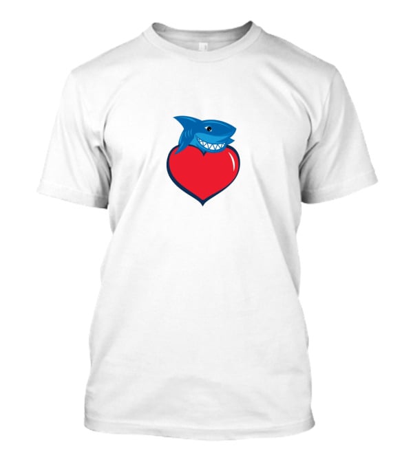 Cringe Fam Blue Shark With Red Heart T-Shirt