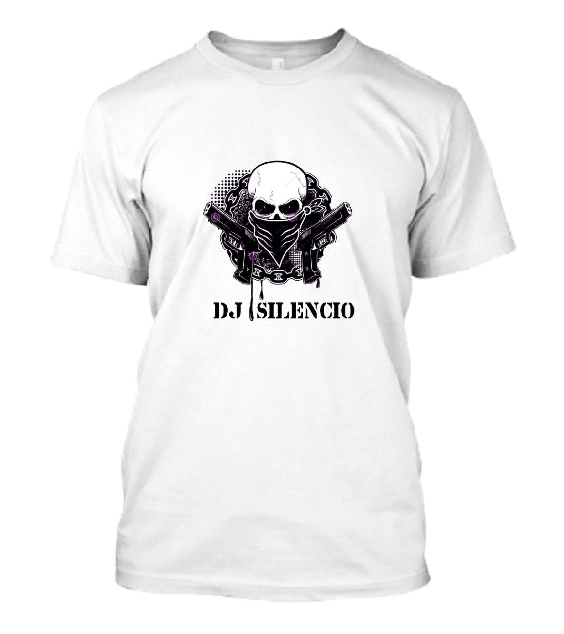 DJ Silencio Skull Bandana Guns Chains T-Shirt