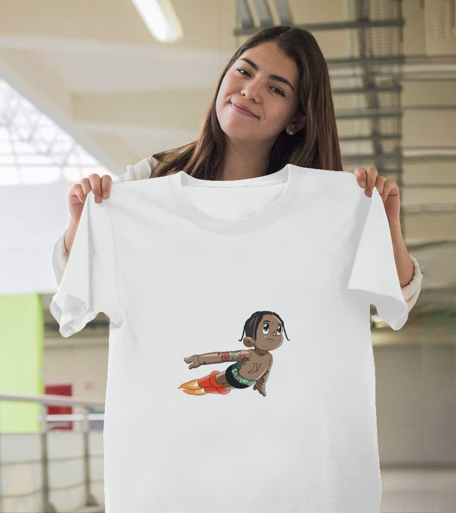 Don Toliver Cartoon Character Flying with Rocket Boots T-Shirt